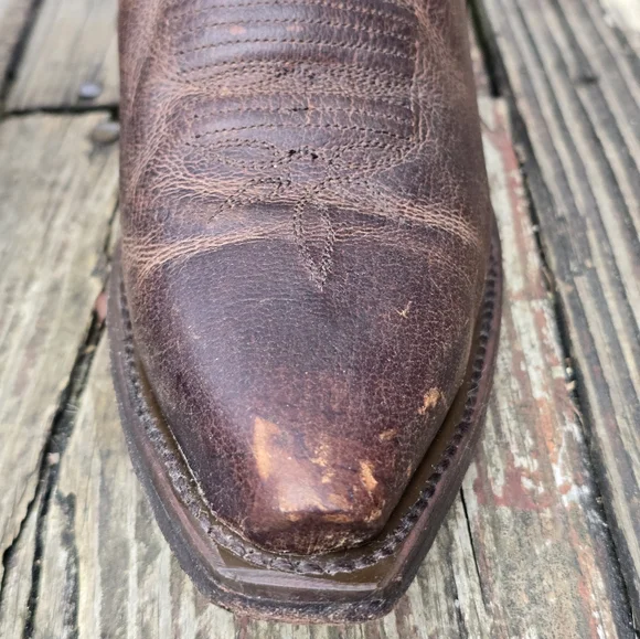 Dan Post Womens, Snip Toe, Brown Leather, Tan Stitching, Cowboy Boots, Size 7M - Picture 3 of 13